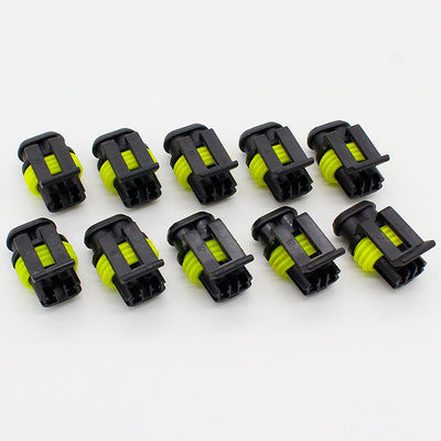 10 Kit 2 Pin Way Waterproof Electrical Wire Connector Plug