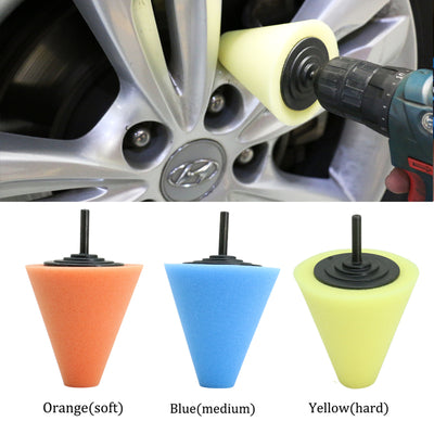 1 Pcs Hot Burnishing Foam Sponge Polishing Cone Shaped Buffing Pads For Car Wheel Hub Tool Car Cleaning