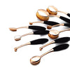 10 Piece Black and Gold Oval Brush Set